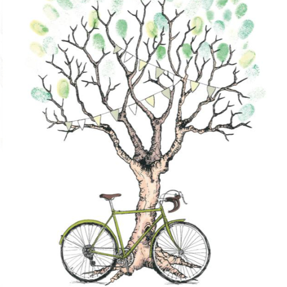 Fingeraftryk Gæsteplakat - Træ m. Cykel Grøn image-1