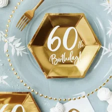 Paptallerkener 60th Birthday Guld