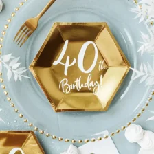 Paptallerkener 40th Birthday Guld