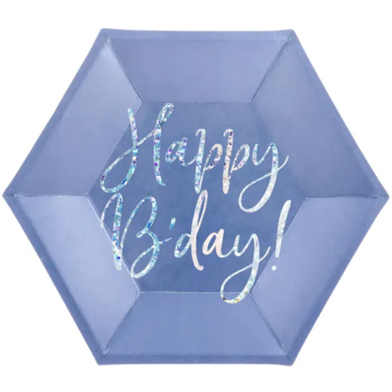 Pap tallerkener Happy Birthday Navy Blå image-0