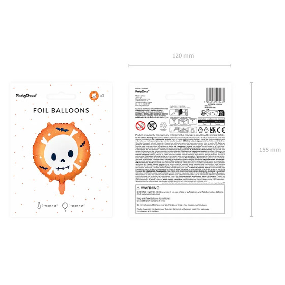 Folie Ballon Skull - Orange image-1