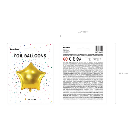 Folie Stjerne Ballon 48 cm. - Guld image-1