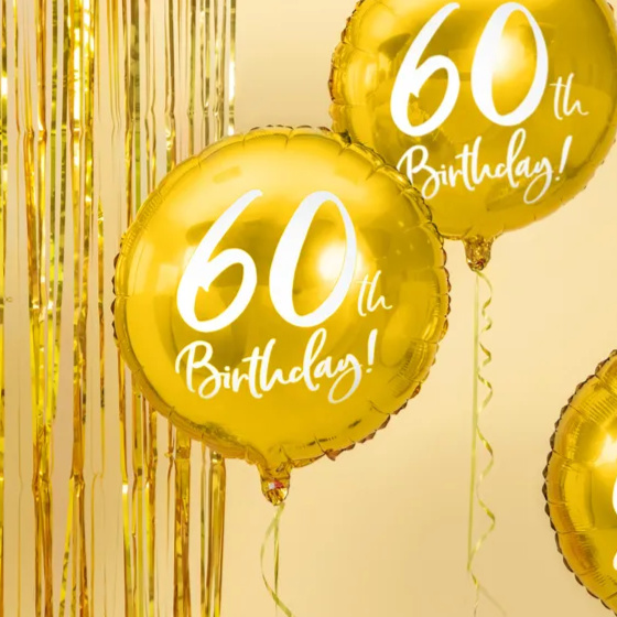 60 Års Fødselsdagballon Rund Guld