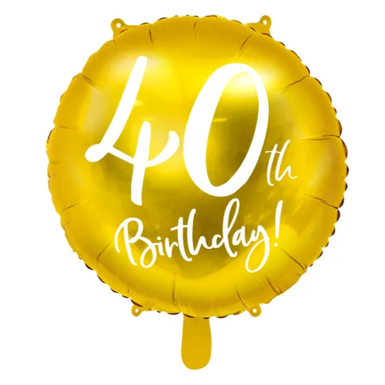 40 Års Fødselsdagballon Rund Guld image-0