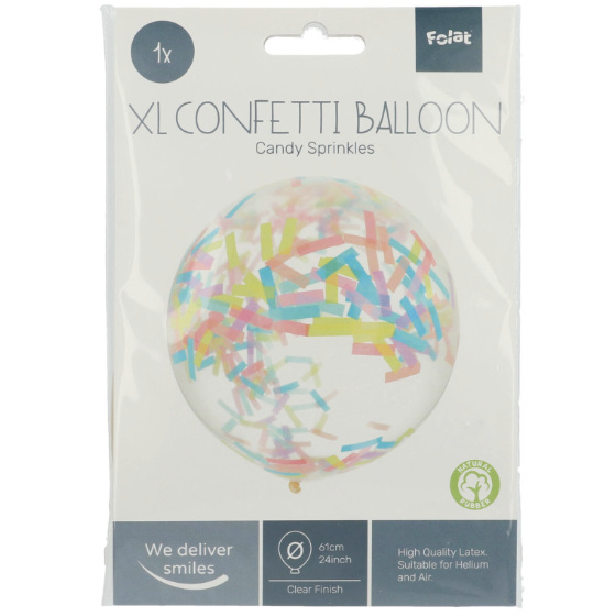 Kæmpe Latex Ballon Gennemsigtig Med Mix Konfetti image-1