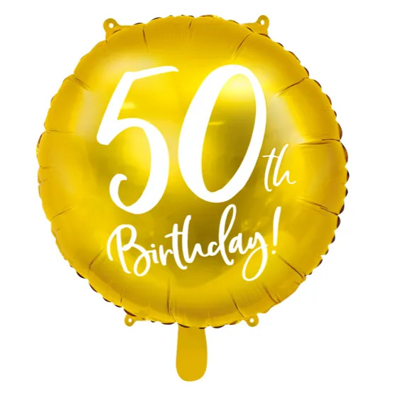 50 Års Fødselsdagsballon Rund Guld image-0
