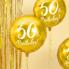 50 Års Fødselsdagsballon Rund Guld