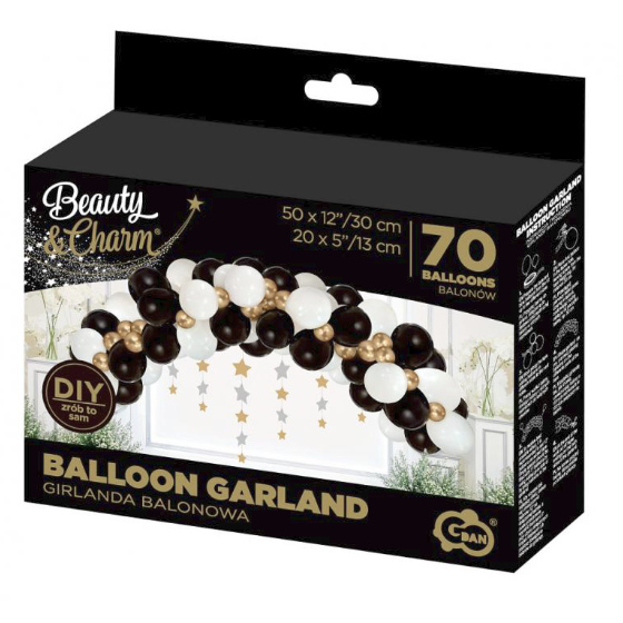 Ballon Guirlande DIY Hvid, Sort og Guld - 70 balloner image-0