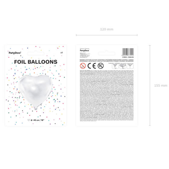 Folie Hjerteballon - Hvid image-1