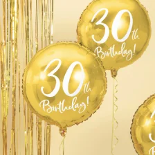 30 Års Fødselsdagballon Rund Guld