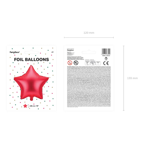 Folie Ballon Stjerne 48 cm. - Rød image-1