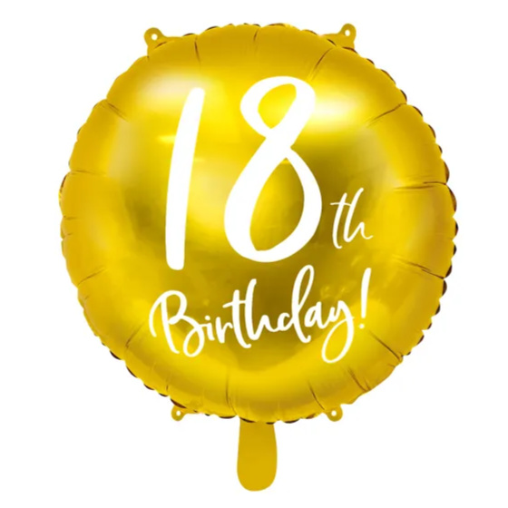 18 Års Fødselsdagballon Rund Guld image-0