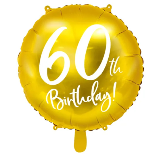 60 Års Fødselsdagballon Rund Guld image-0