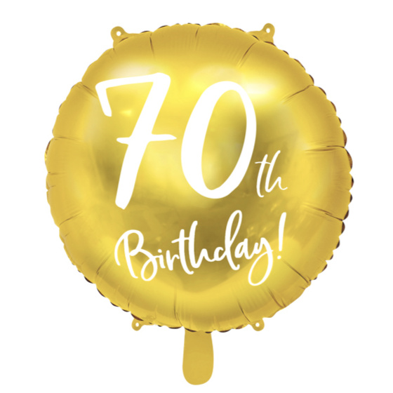 70 Års Fødselsdagballon Rund Guld image-0