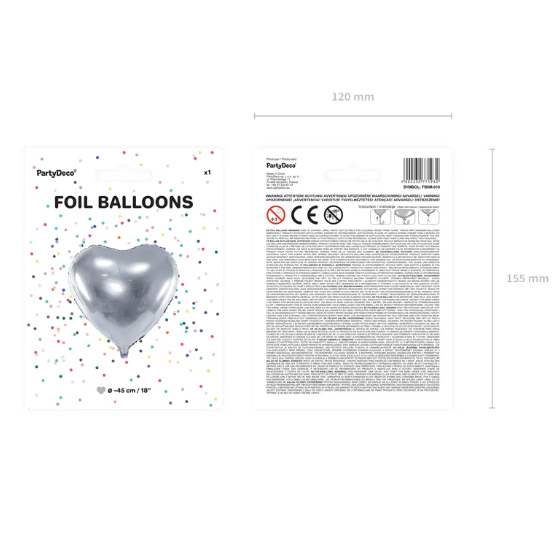 Folie Hjerteballon - Sølv image-0
