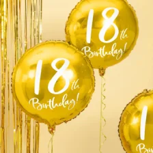 18 Års Fødselsdagballon Rund Guld