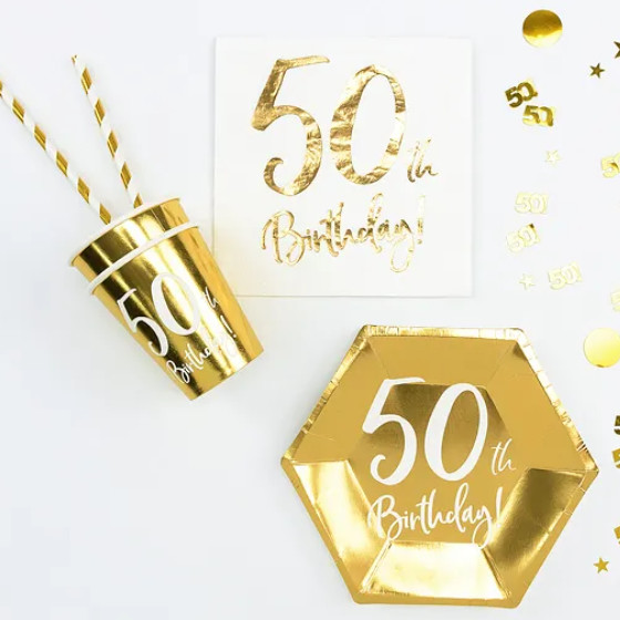 50 Års Fødselsdagspynt - Konfetti Guld image-0