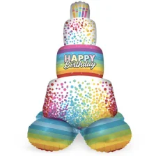 Folieballon Kage Happy Birthday - Stående