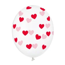 Gennemsigtige Latex Balloner med Rød Hjerte Print