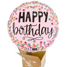 Send En Ballon Happy Birthday Konfetti Pink 