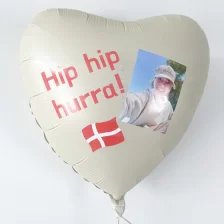 Send En Ballon Med Dit Foto Og Tekst - Hjerte Satin Creme