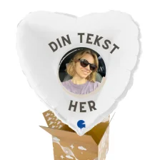 Send En Ballon Med Dit Foto Og Tekst Hjerte Hvid