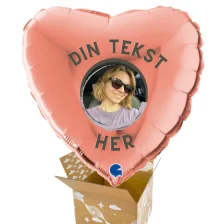 Send En Ballon Med Dit Foto Og Tekst - Hjerte Rosaguld