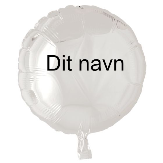 Ballon Med Dit Navn Rund Hvid