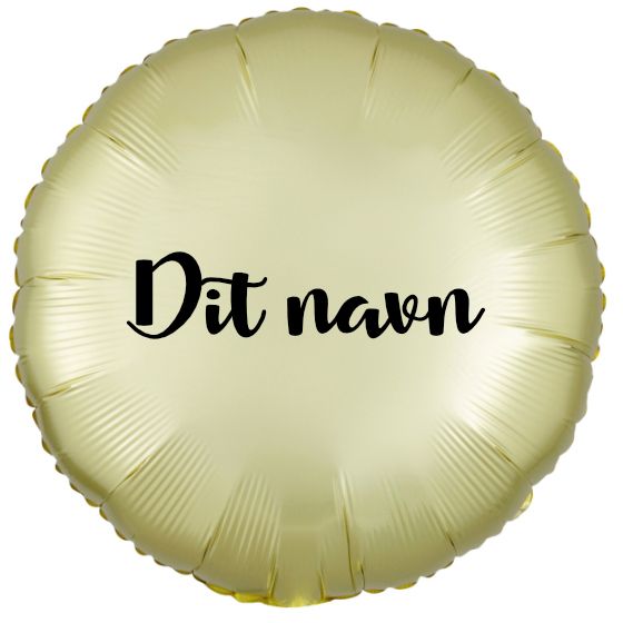 Ballon Med Dit Navn Rund Satin Pastel Guld