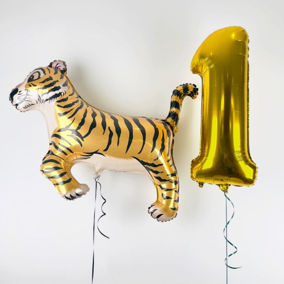 Send En Ballon Buket Med Dit Tal Guld Tiger