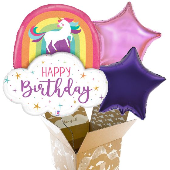 Send En Ballon Buket Happy Birthday Regnbue Unicorn