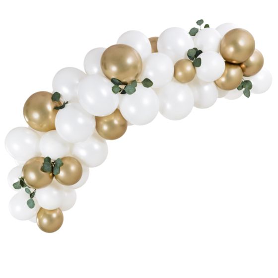 Ballonguirlande Kit Guld/Hvid