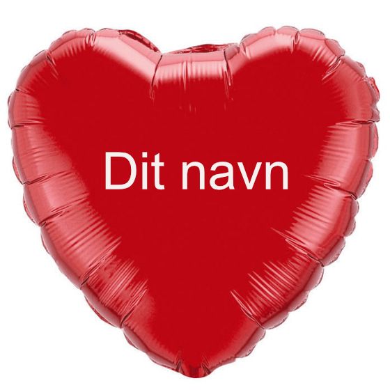 Ballon Med Dit Navn Hjerte Rød