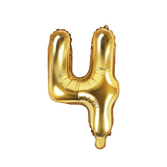 Guld Folie 4 Tal Ballon 35 cm.