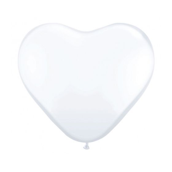 Hjerte Latex Ballon Pastel Hvid 25 cm.