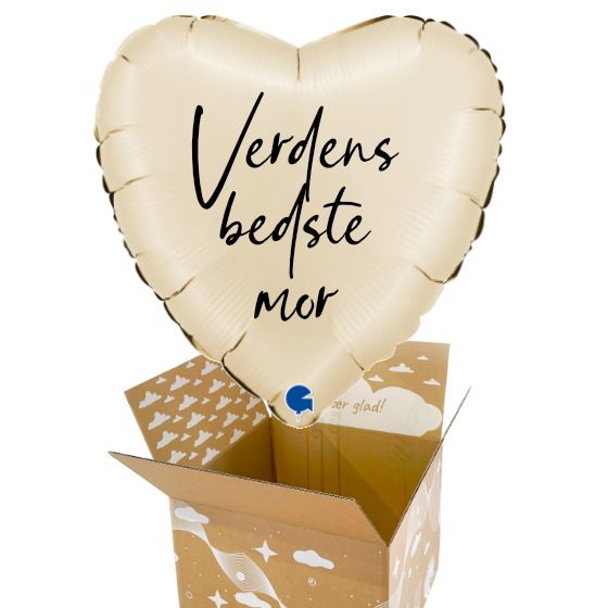 Send En Ballon Verdens Bedste Mor Hjerte Satin Creme