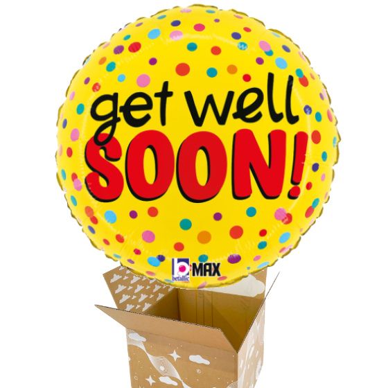 Send En Ballon Get Well - Rund Gul