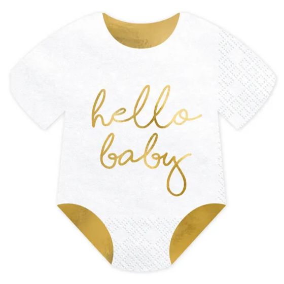 Servietter Hello Baby Hvid/Guld