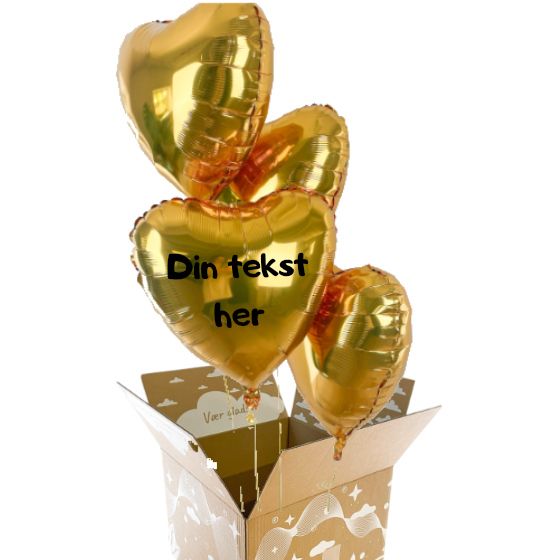 Send Ballon Buket Satin Guld Hjerter