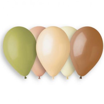 Premium Helium Balloner, Natur Mix, 33 cm. 5 stk.