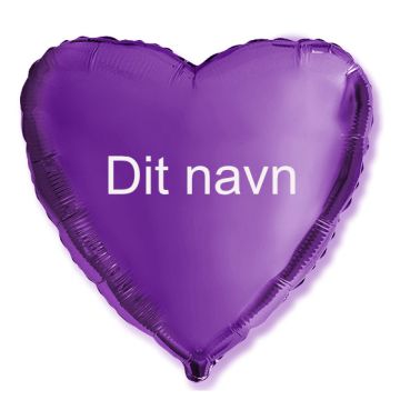 Ballon Med Dit Navn Hjerte Lilla