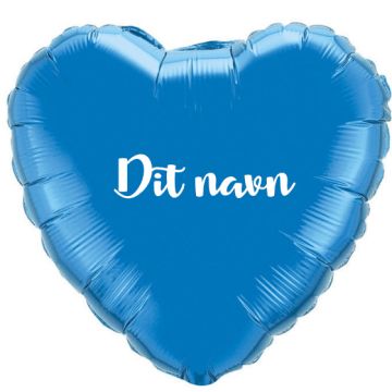 Ballon Med Dit Navn Hjerte Blå