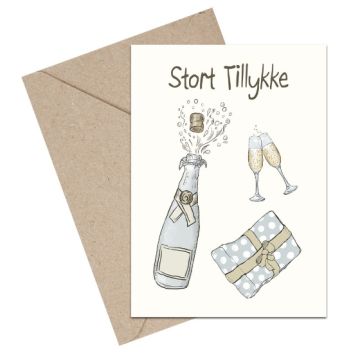 Stort Tillykke Champagne - Kort