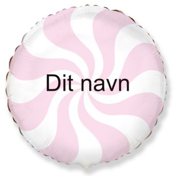 Ballon Med Dit Navn Rund Lollipop Lyseblå