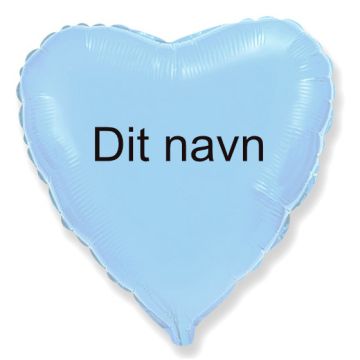 Ballon Med Dit Navn Hjerte Lyseblå