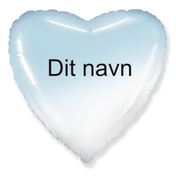 Ballon Med Dit Navn Hjerte Ombre Blå