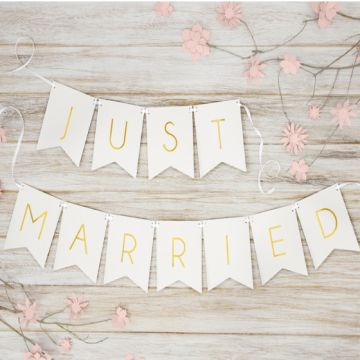 Just Married Banner Hvid