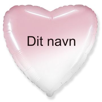 Ballon Med Dit Navn Hjerte Ombre Lyserød