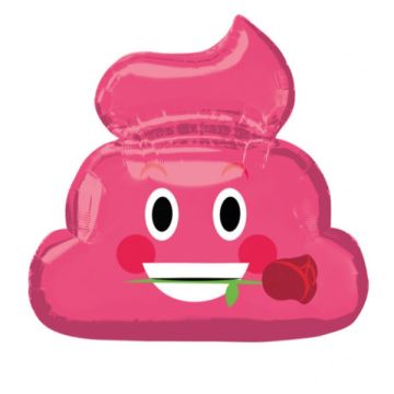 Folie Ballon Emoticon Pink Poop