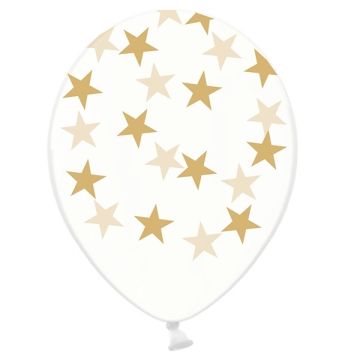 Guld Stjerner Gennemsigtig Ballon 30 cm.